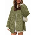 thumbnail image 1 of Female Oversized Quilted Jacket Button Down Cotton Padded Outerwear with Pocket Army Green M, 1 of 8