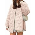 thumbnail image 1 of Female Oversized Quilted Jacket Button Down Cotton Padded Outerwear with Pocket Pink XXL, 1 of 8