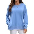 thumbnail image 1 of Female Oversized Sweatshirts Long Sleeve Hoodies Shirts Fall Side Slit Pullover Top Teen Outfits Blue M, 1 of 9