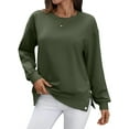 thumbnail image 1 of Female Oversized Sweatshirts Long Sleeve Hoodies Shirts Fall Side Slit Pullover Top Teen Outfits Green S, 1 of 9