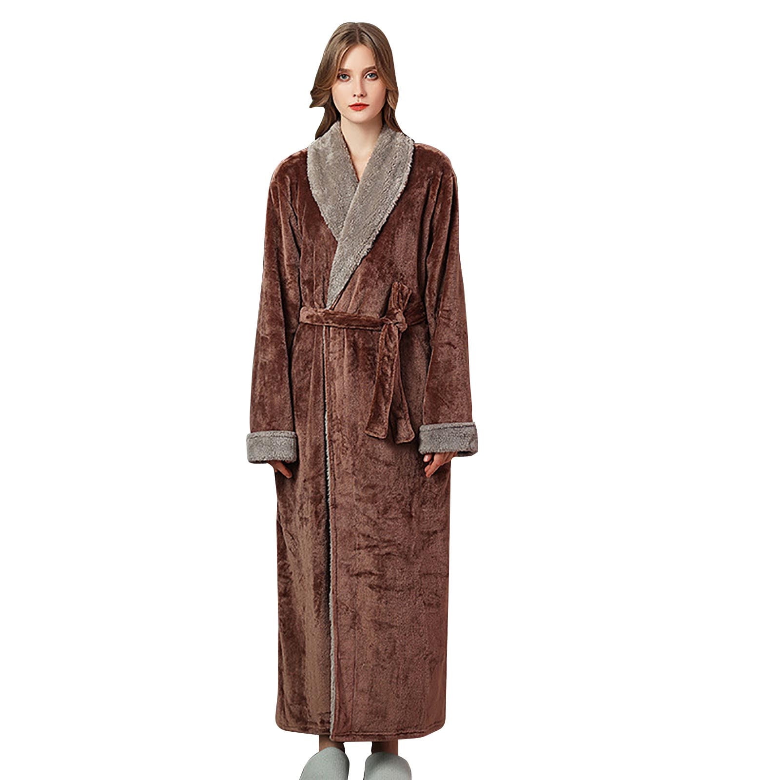 Female Pajama Solid Color Long Sleeve Sleepwear Couples Robe Simple