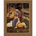 thumbnail image 1 of Female Peasant Carding Wool 20x24 Gold Ornate Wood Framed Canvas Art by Pissarro, Camille, 1 of 2
