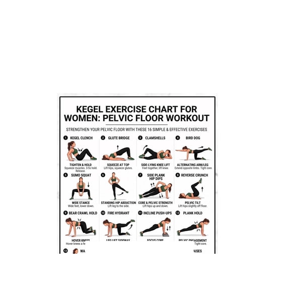 Female Pelvic Floor Exercise Chart Canvas Wall Art Daily Workout Guide