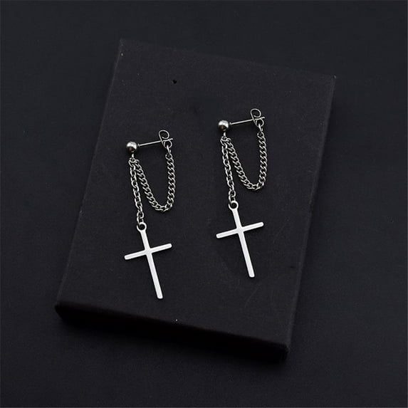 Female Personality Handsome Bungee No Pierced Cross Chain Earrings Ear Clip EARRINGS