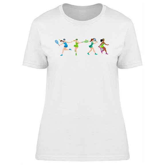 Female Players Playing Tennis  T-Shirt Women -Image by Shutterstock, Female x-Large