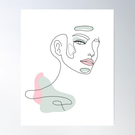 Female Pose Edgy Stare Pastel Pink Green Poster Wall Art, Modern Wall Decor For Living Room Bedroom, 8x12 UNFRAMED