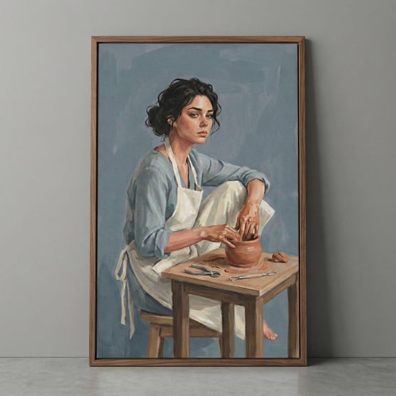 Female Potter Ceramic Studio Wall Decor Unframed Paper Print