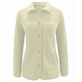 thumbnail image 1 of Female Quilted Jacket Casual Winter Open Front Button Down Puffer Coat Outwear Cardigan Cream White L, 1 of 7