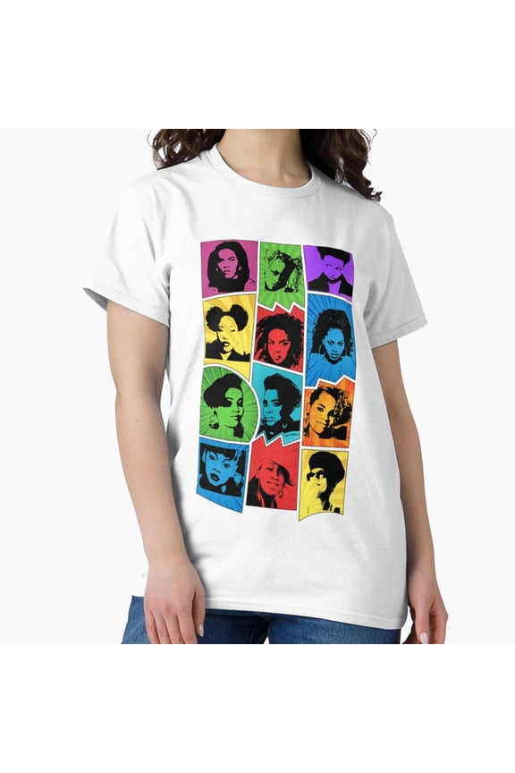 Female Rappers Golden Age Hip Hop Old School Elite Women Mic Group Grid T-Shirt