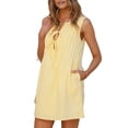 thumbnail image 1 of Female Ruched Mini Dresses Tie Front Layered Dresses Yellow L, 1 of 10
