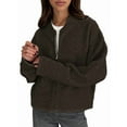 thumbnail image 1 of Female'S Chunky Knit Zip-Up Cardigan Sweater,Fall Open Front Long Sleeve Ribbed Knit Outerwear Coats Dark Brown S, 1 of 9