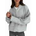 thumbnail image 1 of Female'S Chunky Knit Zip-Up Cardigan Sweater,Fall Open Front Long Sleeve Ribbed Knit Outerwear Coats Grey S, 1 of 6