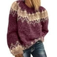 thumbnail image 1 of Female'S Fair Sweater Vintage Chunky Crewneck Long Sleeve Knit Pullover Oversized Warm Mohair Sweaters Wine Red XL, 1 of 4