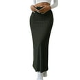 thumbnail image 1 of Female'S Solid High Waist Split Side Skirt Casual Knitted Maxi Skirts Comfy Bodycon Dress Black XL, 1 of 9