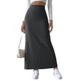 thumbnail image 1 of Female'S Solid High Waist Split Side Skirt Casual Knitted Maxi Skirts Comfy Bodycon Dress Dark Gray XL, 1 of 9