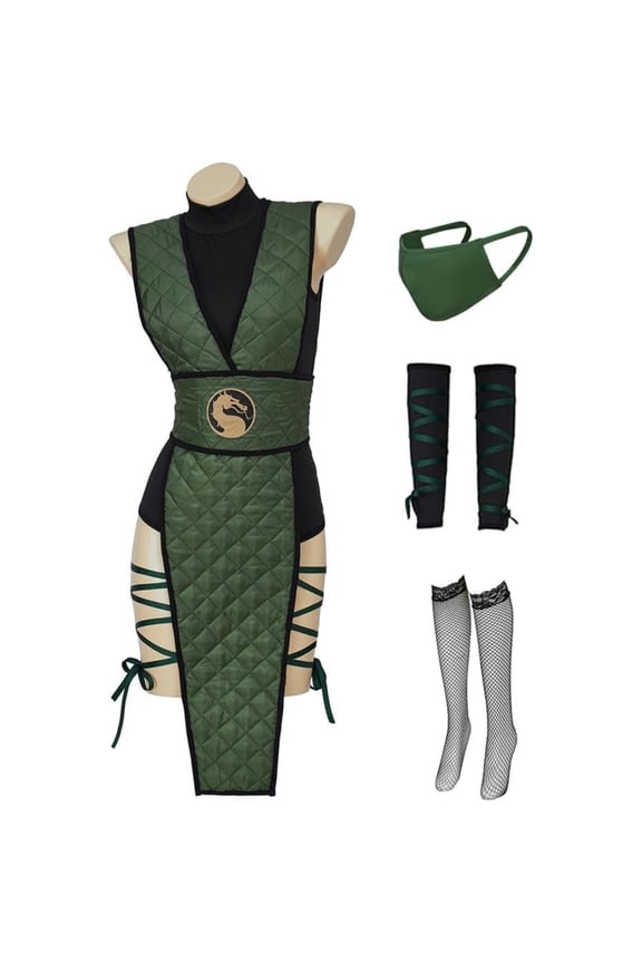 Female Sexy Suit with Mask Uniform Green