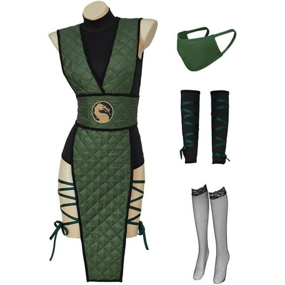 Female Sexy Suit with Mask Uniform Green