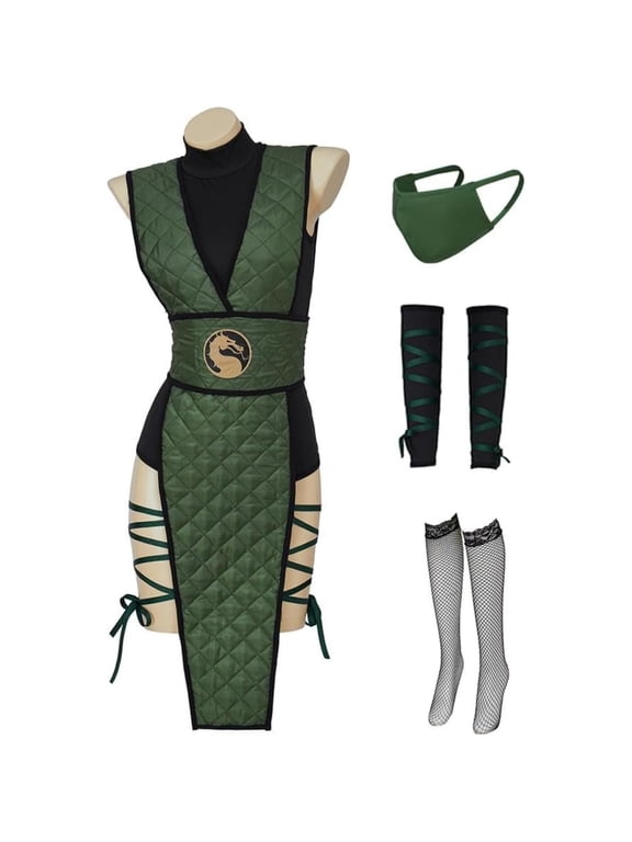 Female Sexy Suit with Mask Uniform Green