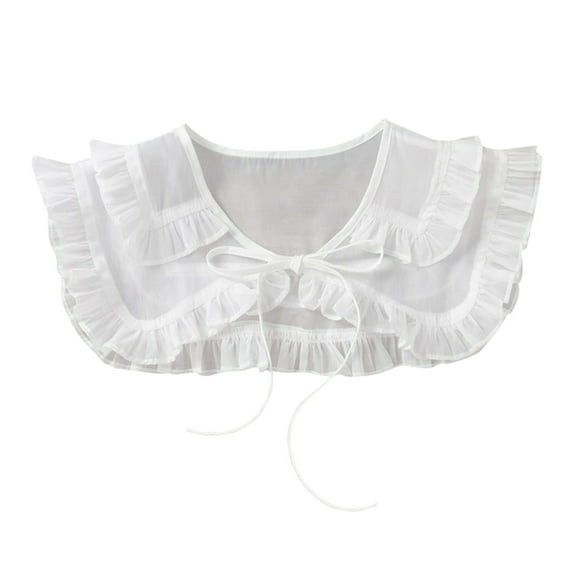 Female Shirt Collar Blouse Chiffon Shirt Decorative DIY White, as described