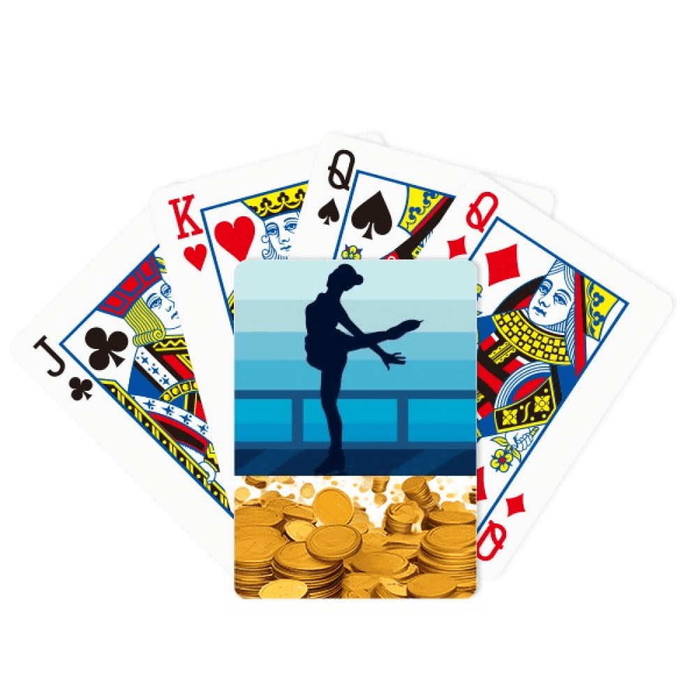 Female Skating Winter Sport Illustration Gold Playing Card Classic Game