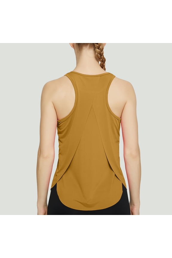Female Sleeveless I Shaped Split Loose Yoga Sports Running Swallowtail Back Fitness Top Vest Smock Camisole Women Stretch