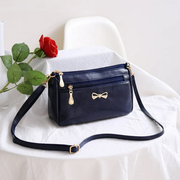 Female Small Shoulder Bag Vintage PU Leather Crossbody Messenger Bag Handbags,Dark blue