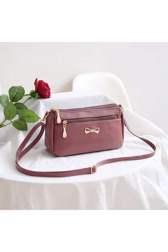 Female Small Shoulder Bag Vintage PU Leather Crossbody Messenger Bag Handbags,Pink
