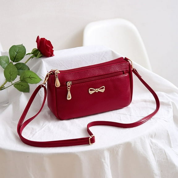 Female Small Shoulder Bag Vintage PU Leather Crossbody Messenger Bag Handbags,Red