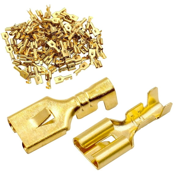 Female Spade Quick Splice Crimp Terminals 6.3mm Crimp Connector Non Insulated 150 Pcs