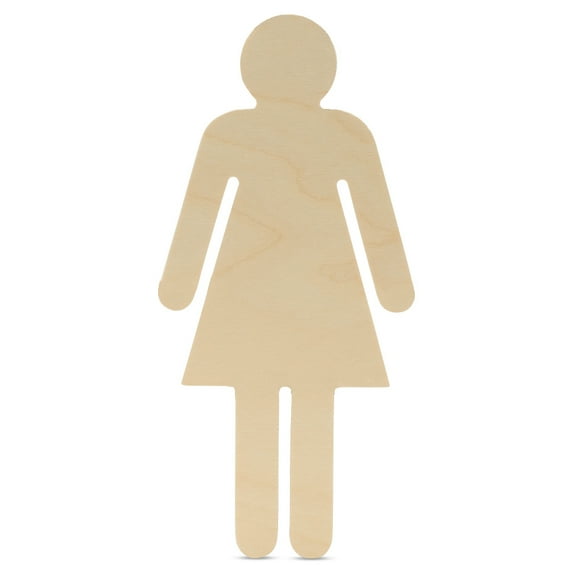 Female Stick Figure Cutouts 12 x 5-5/8-inch, Pack of 2 Unfinished Wood Crafts Blank, Wooden Shapes for Crafts/ Decor, by Woodpeckers