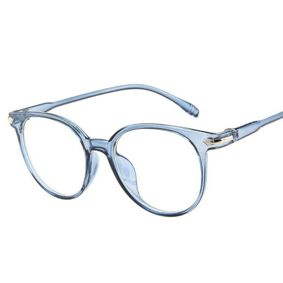 Female Stylish Casual Oval Candy Color Non-prescription Eyeglasse Frame Clear Lens Eyewear, Blue