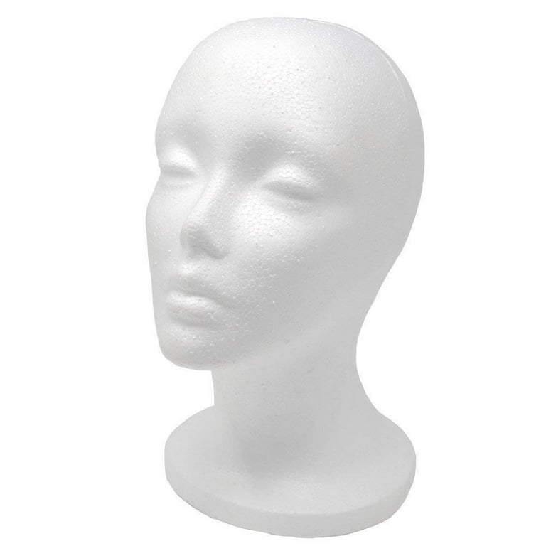 white styrofoam foam mannequin wig head
