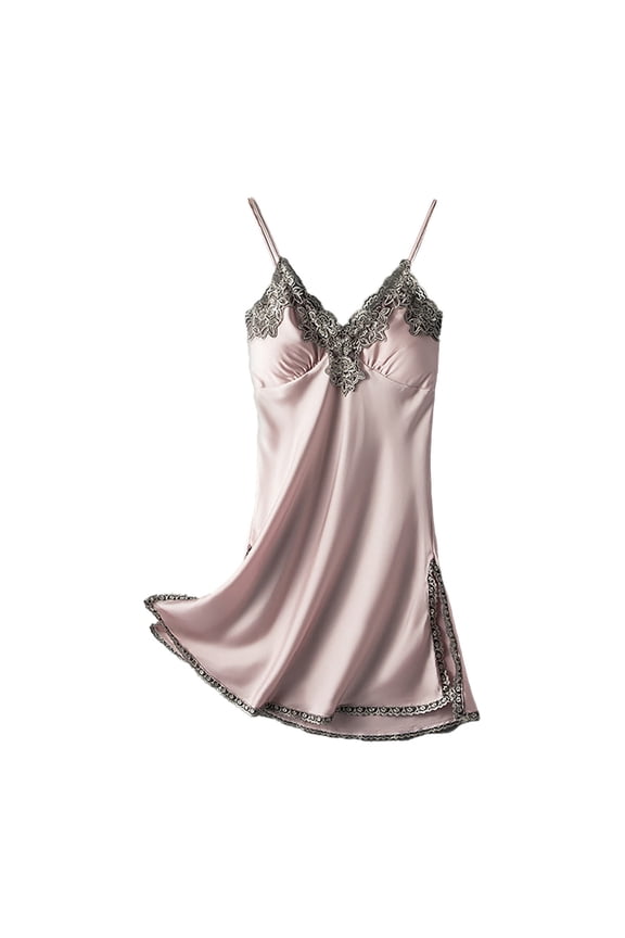Female Summer Thin Silk Suspender Nightgown Two Piece Suit Homewear Sleepwear