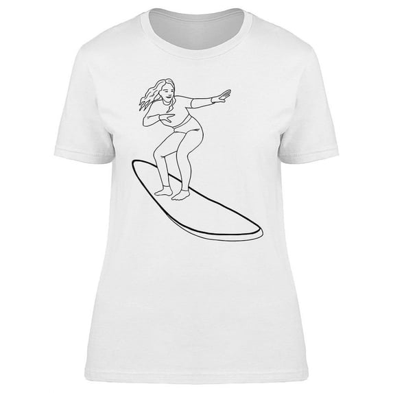 Female Surfer Doodle T-Shirt Women -Image by Shutterstock, Female Large