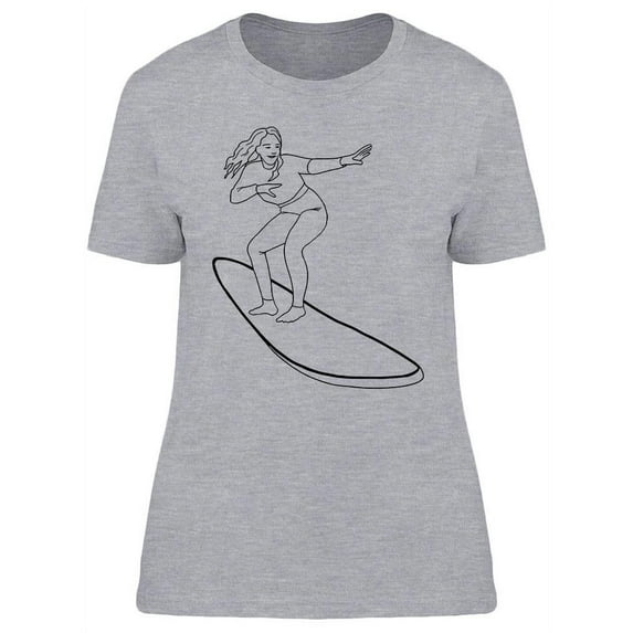 Female Surfer Doodle T-Shirt Women -Image by Shutterstock, Female XX-Large