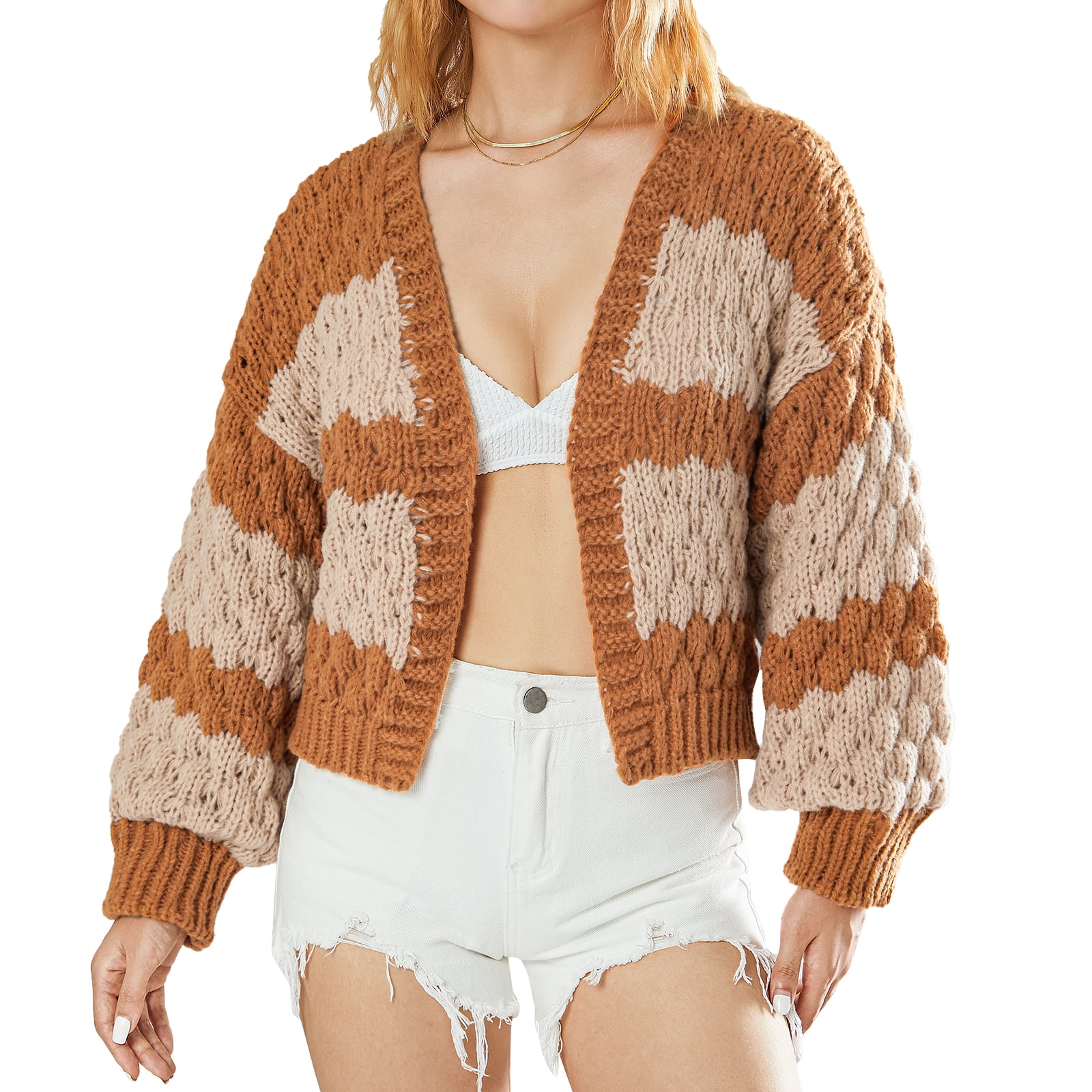 Contrast Long Sleeve Loose Knit Cardigan Contrast Long Sleeve Loose Knit Cardigan