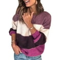 thumbnail image 1 of Female Sweaters Casual Long Sleeve Crewneck Color Block Patchwork Pullover Knit Sweater Tops XXL, 1 of 3