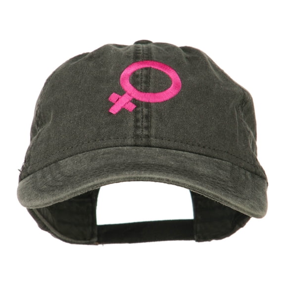 Female Symbol Embroidered Washed Cap - Black OSFM