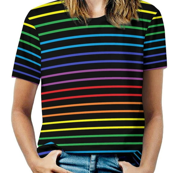 Female T-Shirt Abstract O Neck T-Shirts Short Sleeve Gradient Print Modern Design Tops Streetwear Top Tees Big Size 6XL