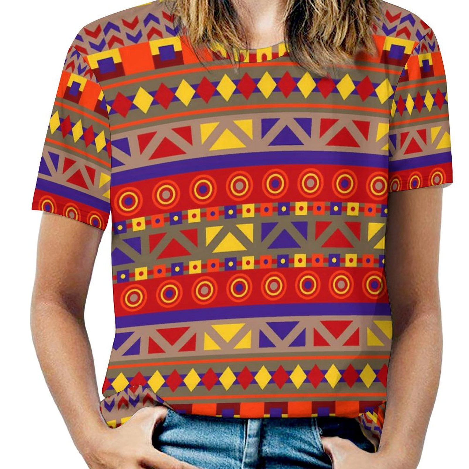 Noeiko Two-Tone Tribal Graphic Oversized T-Shirt