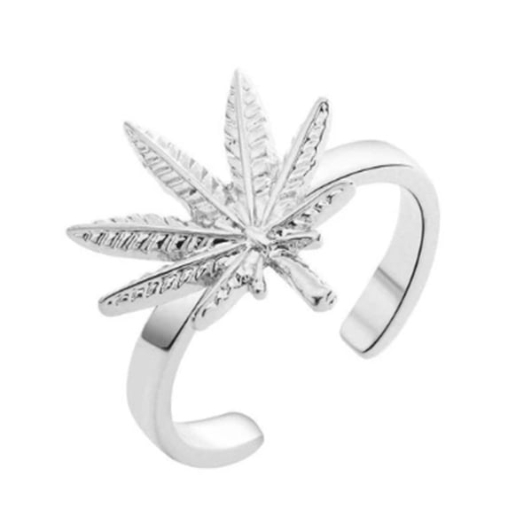Female Temperament Ring Leaf Ring Alloy