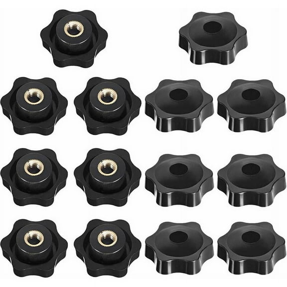 Female Threaded Knob for Lawn Mower Handle, Wing Handle Nut Black Plastic Screw-On Replacement Accessory (Set Of 14)