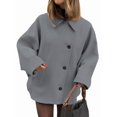 thumbnail image 1 of Female Trench Coat Long Sleeve Lapel Casual Jackets Winter Outerwear Gray XS, 1 of 9