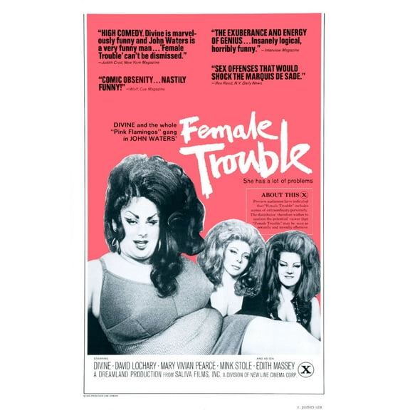 Female Trouble Movie poster 12x16 Print on Metal Sign 12in x 16in Square Adults Z Posters