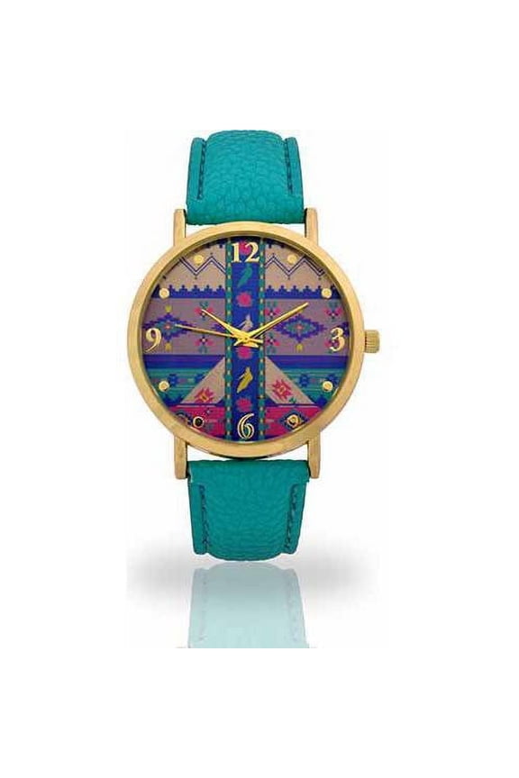 Female Turquoise Aztec Mirror Face Watch