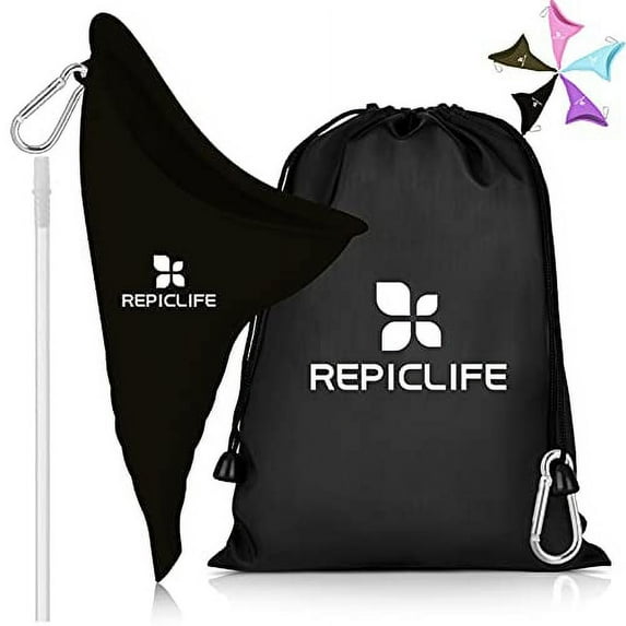 Female Urination Device,Female Urinal Reusable Portable Women Pee Funnel Urine Cup Allows Pee Standing Up,Compact for Car Travel Camping Hiking,with Drawstring Bag,Carabiner,Extension Tube-Black