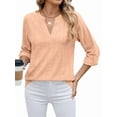 thumbnail image 1 of Female V Neck Casual Hollow Out Eyelet Embroidered Blouses Shirts Beach Cover Up Blouse Dressy Orange Color S, 1 of 8