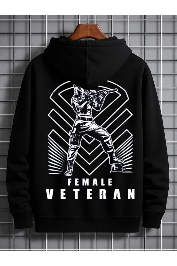 Female Veteran Hoodie sweatshirt Veteran men sweater hoodie black Casual Solid Basic Hooded Sweatshirt Streetwear For Winter Fall, As Gifts funny for dad army Vintage Unisex hoodie