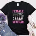 thumbnail image 1 of Female Veteran Proud American Military Retired Unisex T-Shirt up to 5XL, 1 of 2