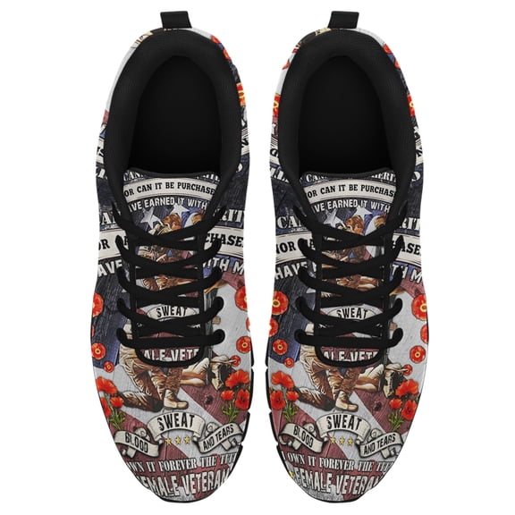 Female Veteran Running Shoes Sneakers Mesh Black Size 3.5